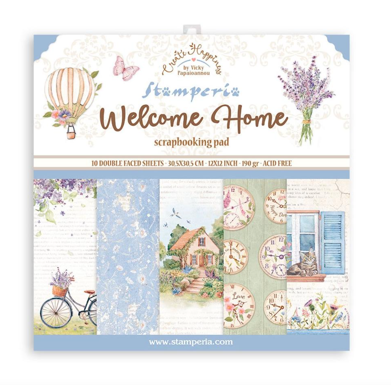 12x12 - Create Happiness Welcome Home - Double Sided Paper Pad - Stamperia