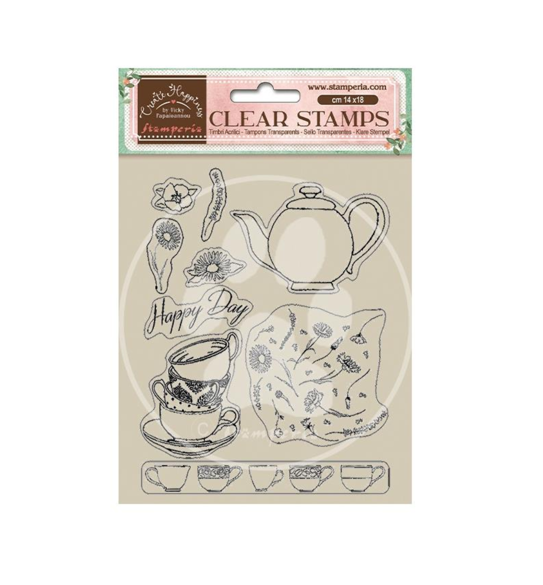 Acrylic Stamp - Cups - Create Happiness Welcome Home - Stamperia
