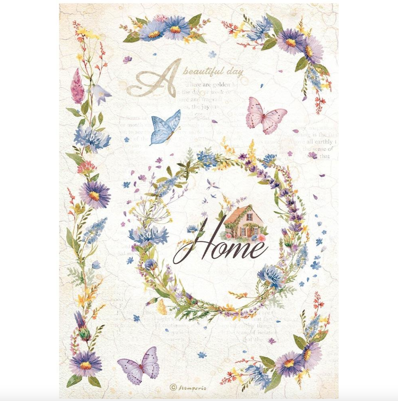 A4 Rice Paper - Garland - Create Happiness Welcome Home - Stamperia