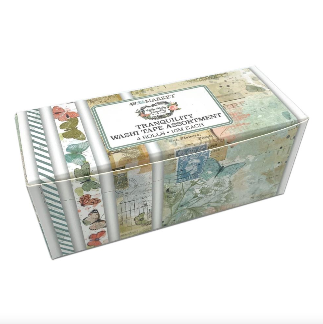 4 Rolls Washi Tape - Tranquility - Vintage Artistry - 49 And Market