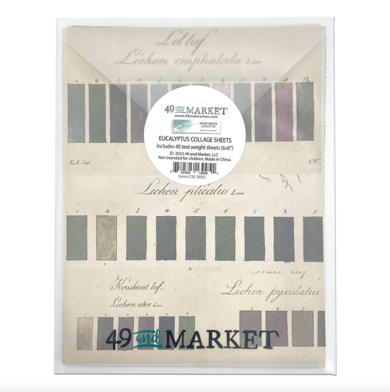 Collage Sheets - 6x8 - Color Swatch - Eucalyptus - 49 and Market - 40 Sheets