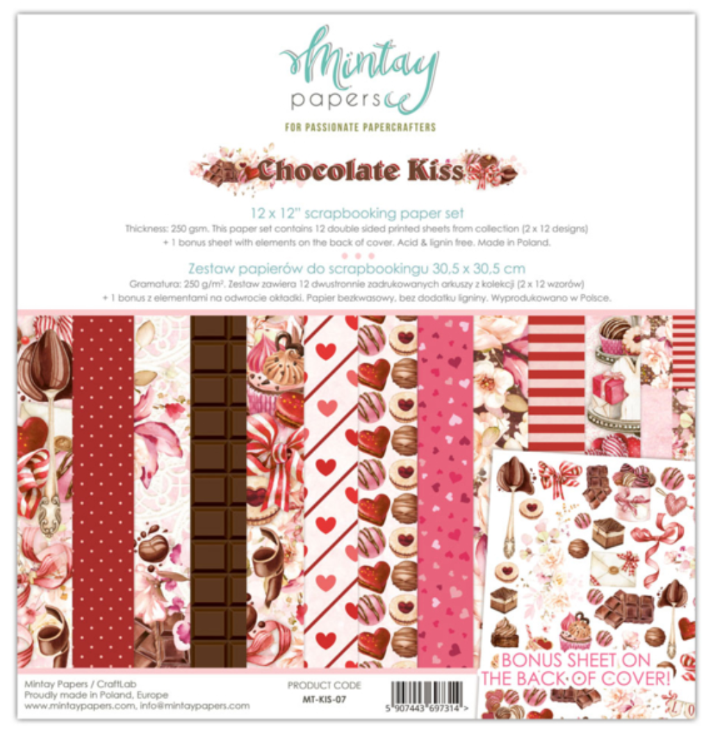 Chocolate Kiss - 12 x 12 Paper Set - Mintay Papers
