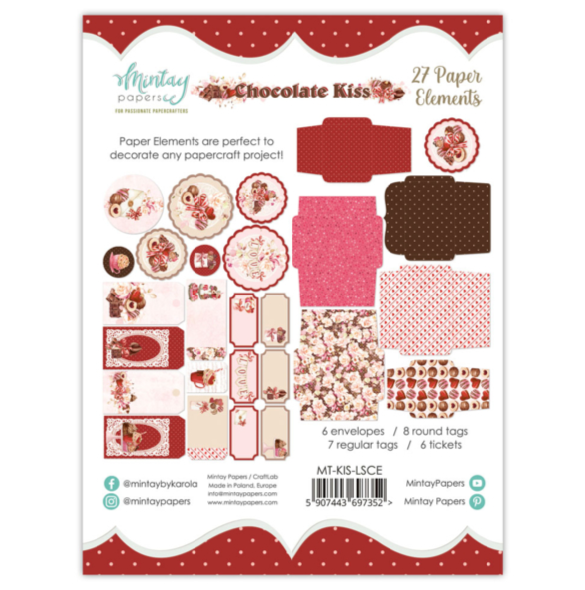 Chocolate Kiss - Paper Elements - 27 pcs - Mintay Papers