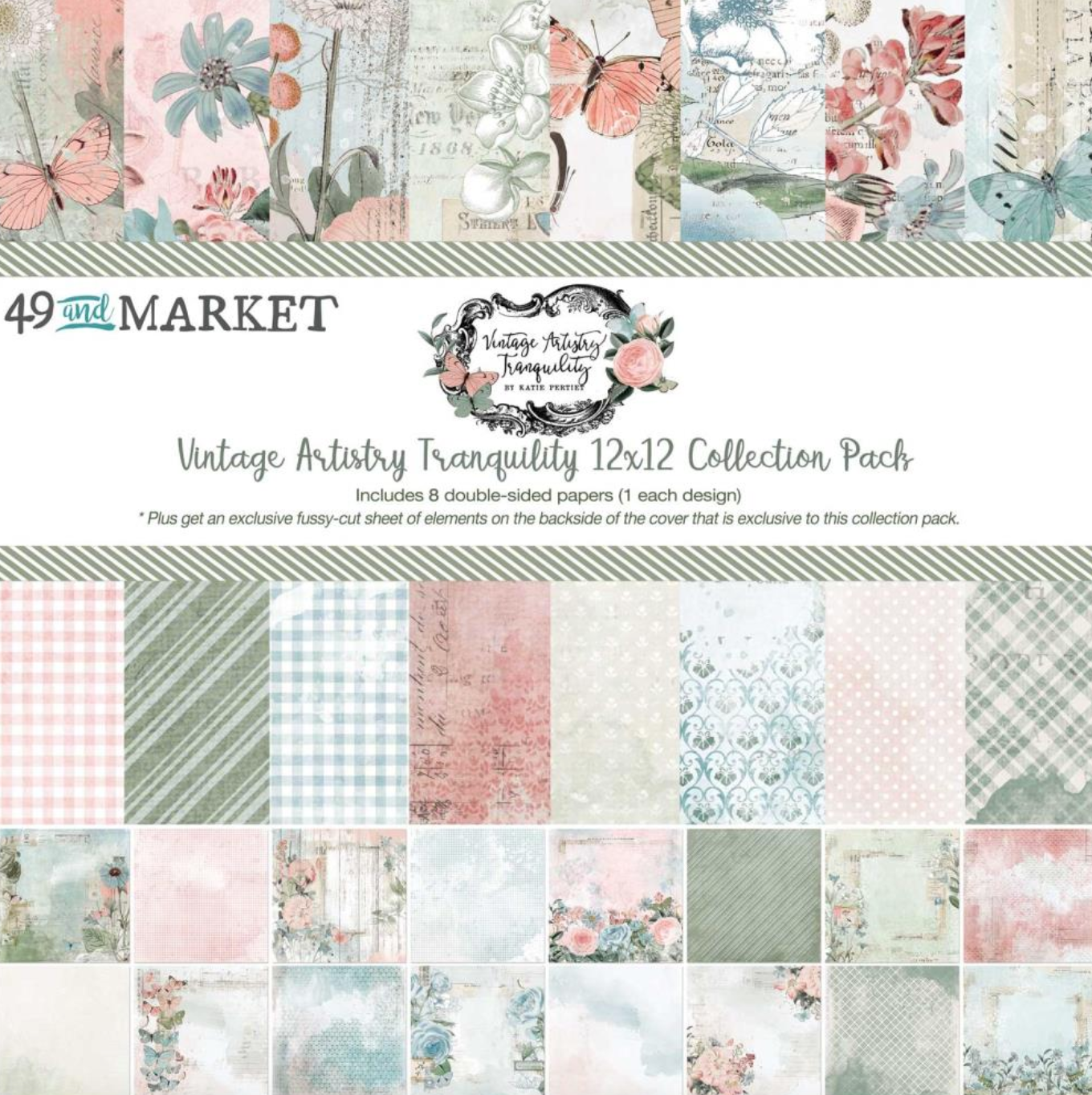 12x12 Inch - Vintage Artistry Tranquility - 49 And Market - Collection Pack