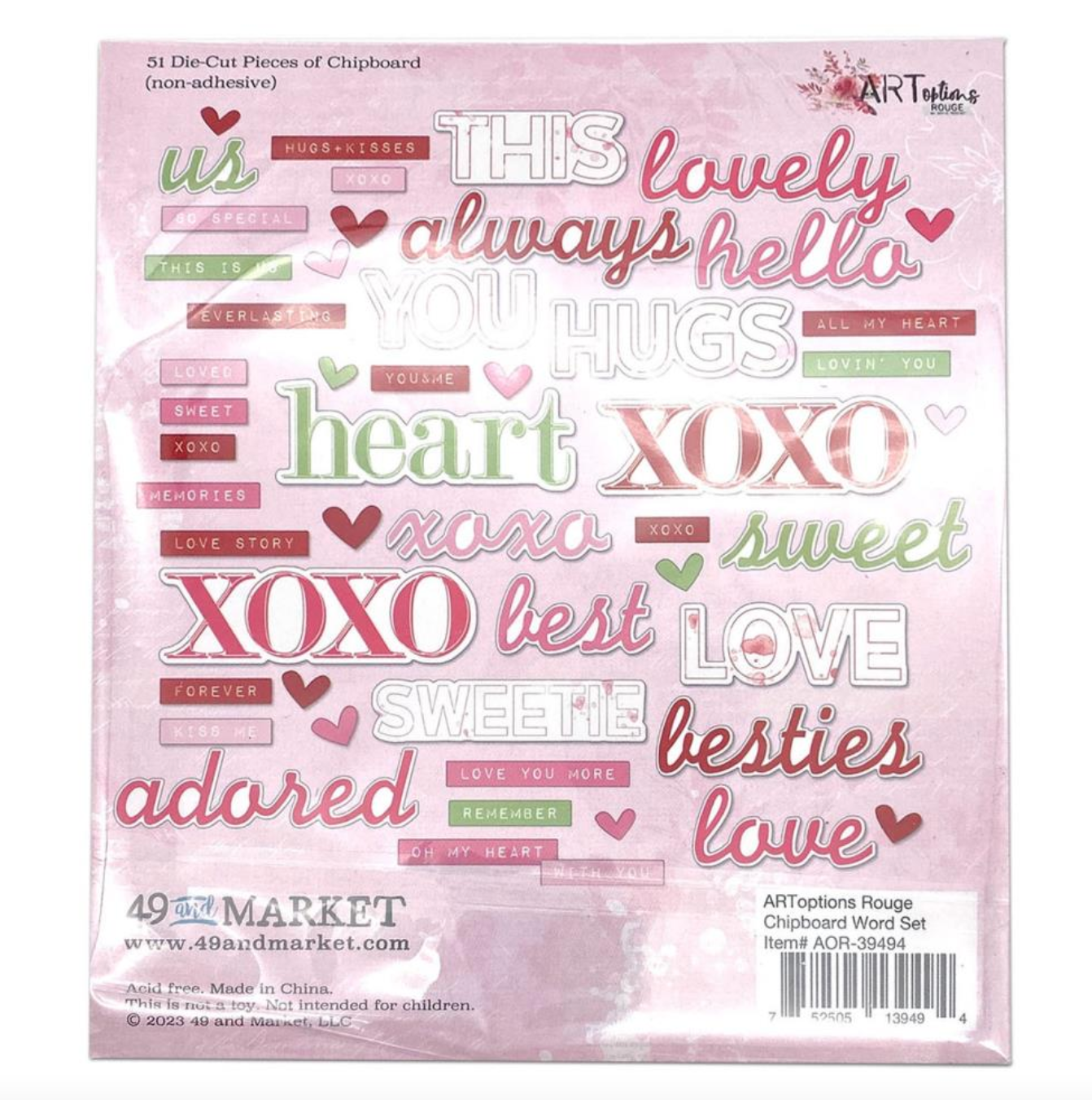 Chipboard Word Set - ART Options Rouge - 49 and Market