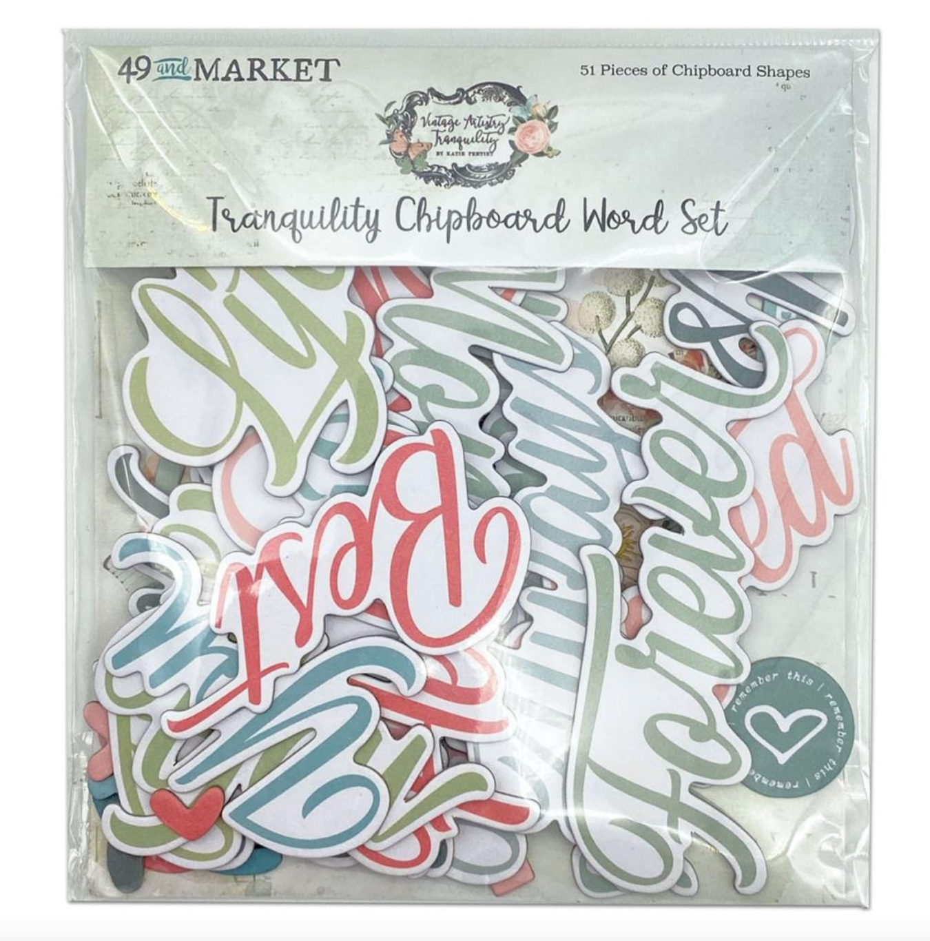 Chipboard Word Set - Vintage Artistry Tranquility - 49 and Market