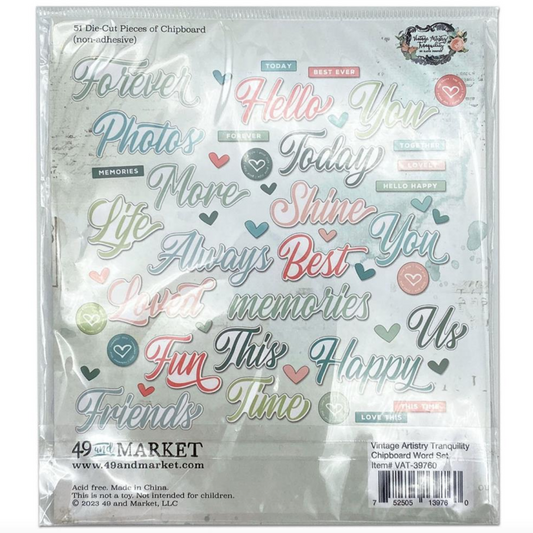 Chipboard Word Set - Vintage Artistry Tranquility - 49 and Market