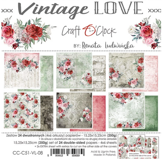 6 x 6 Inch - VINTAGE LOVE - Craft O Clock