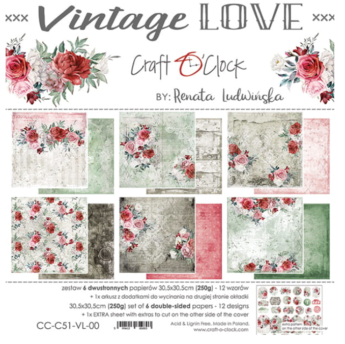 12 x 12 Inch - VINTAGE LOVE - Craft O Clock