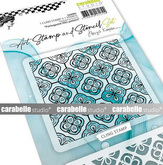 Art Stamp and Stencil Set - Portuguese Tiles Pattern - Birgit Koopsen - Carabelle Studio