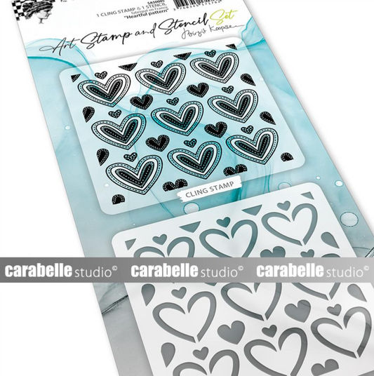 Art Stamp and Stencil Set - Heartful Pattern - Birgit Koopsen - Carabelle Studio