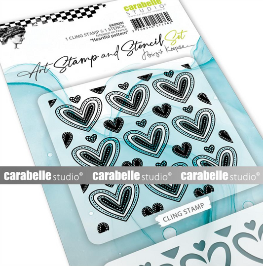 Art Stamp and Stencil Set - Heartful Pattern - Birgit Koopsen - Carabelle Studio