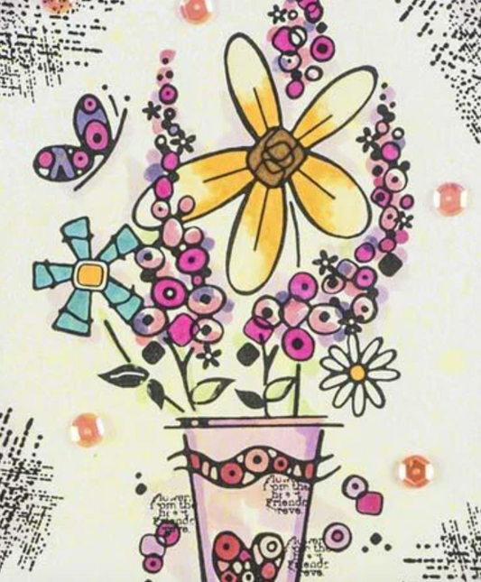 Millefiori Vase - Clear Stamp - Woodware Craft Collection - 4X6