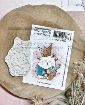 Doudou Chevalier - Stamp - 2.5 x 1.5 inch - Chou and Flowers
