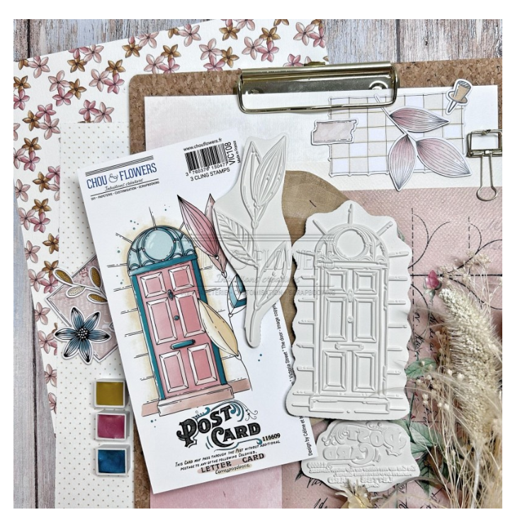 The Door - Rubber Stamp - Chou and Flowers