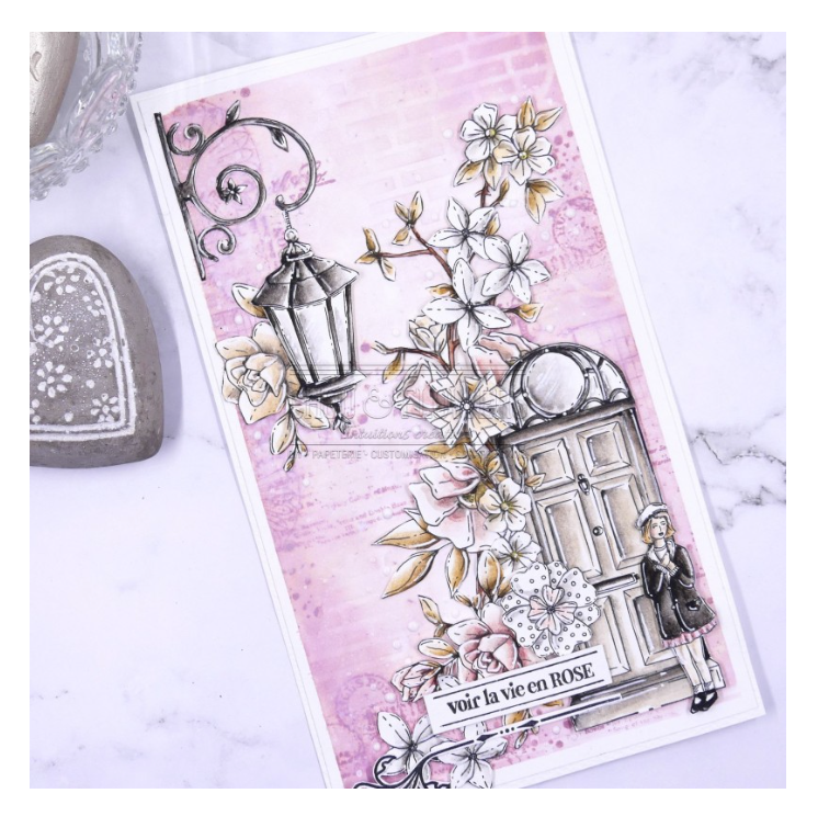 The Door - Rubber Stamp - Chou and Flowers