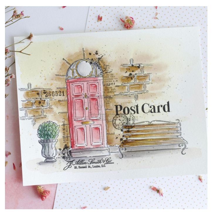 The Door - Rubber Stamp - Chou and Flowers