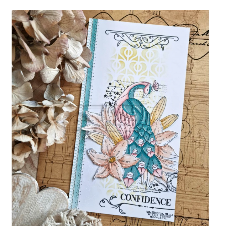 The Peacock / Le Paon - Clear Stamp Set - Chou and Flowers