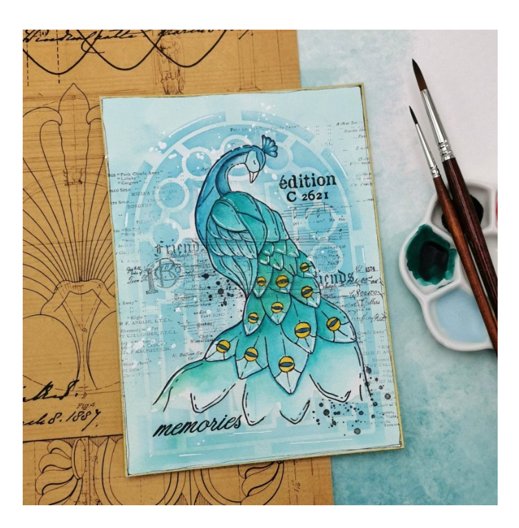 The Peacock / Le Paon - Clear Stamp Set - Chou and Flowers