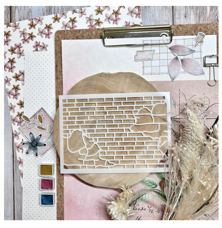 Brick Wall / Mur De Briques - Stencil - Chou and Flowers