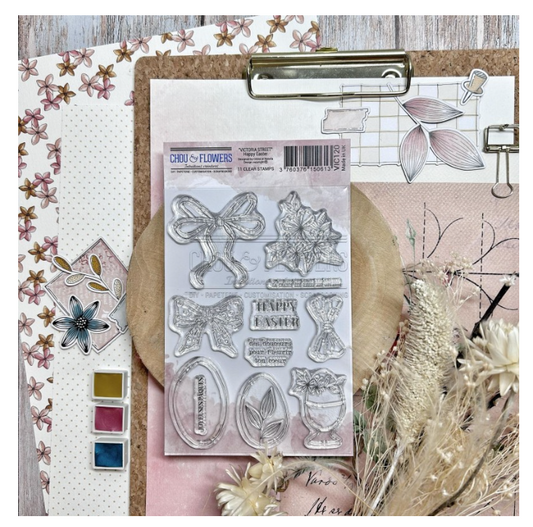Happy Easter - Clear Stamp Set - Chou and Flowers