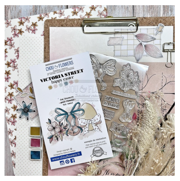 Happy Easter - Clear Stamp Set - Chou and Flowers