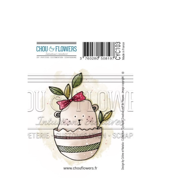 Doudou Easter Surprise / Oeuf De Paques - Rubber Stamp - Chou and Flowers