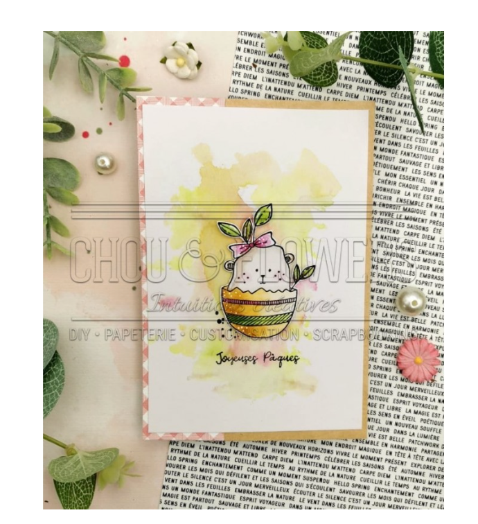 Doudou Easter Surprise / Oeuf De Paques - Rubber Stamp - Chou and Flowers