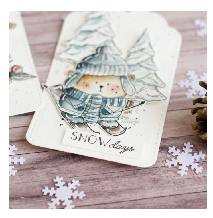 Doudou on Skiers - Rubber Stamp - Chou and Flowers