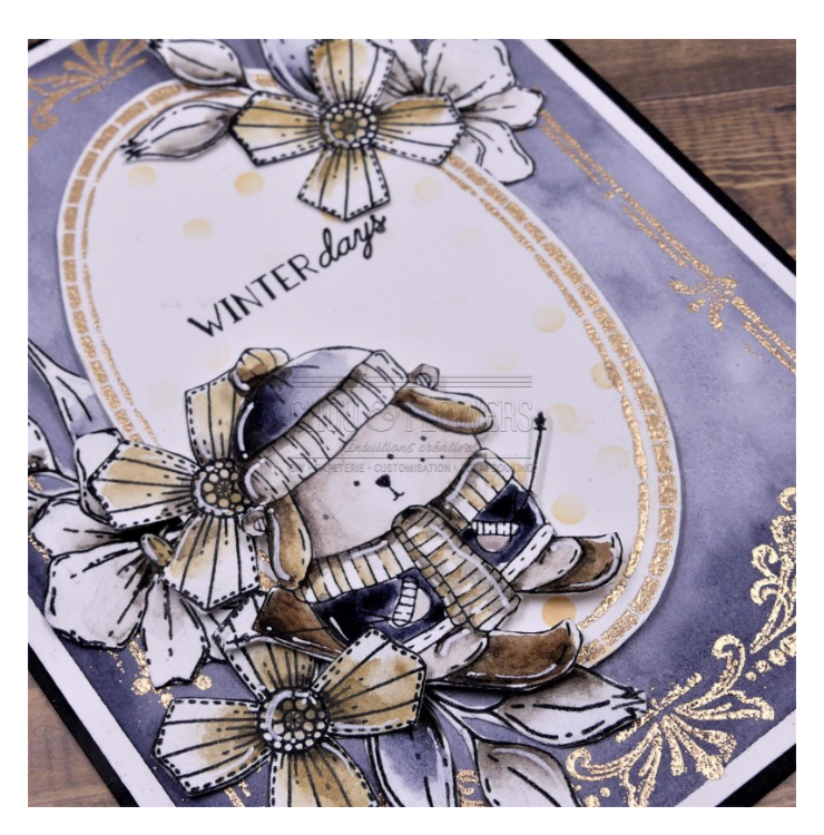 Doudou on Skiers - Rubber Stamp - Chou and Flowers