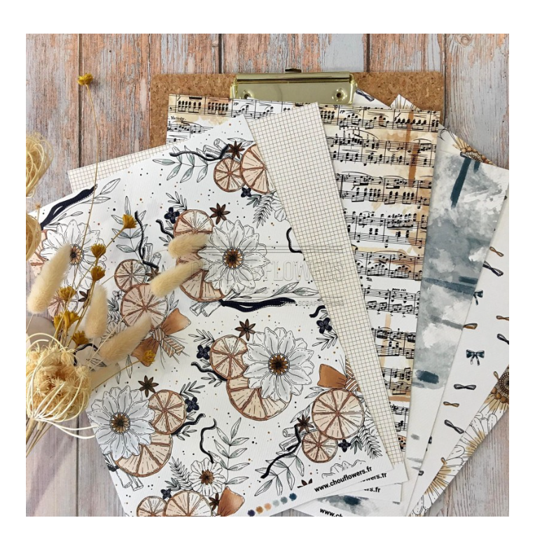 Vintage Deco Scrapbooking Paper Kit - Flower