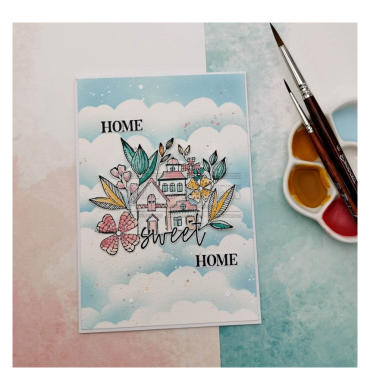 House and Cup / La Tasse - Rubber Stamp Set - Chou and Flowers