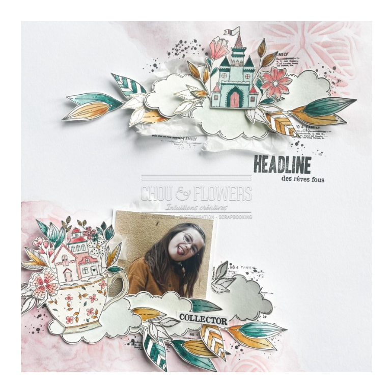 House and Cup / La Tasse - Rubber Stamp Set - Chou and Flowers