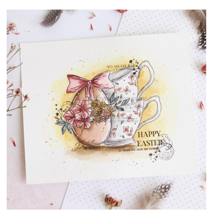 House and Cup / La Tasse - Rubber Stamp Set - Chou and Flowers