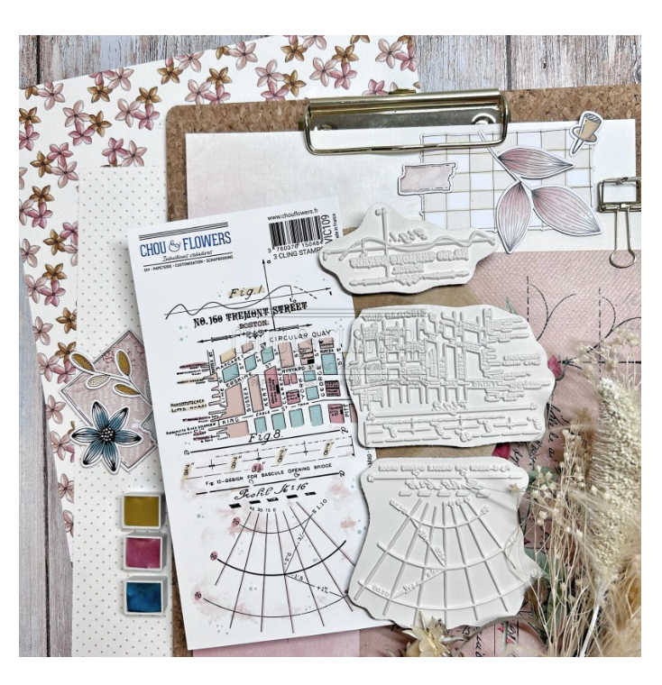 Texture Map - Rubber Stamp Set - Chou and Flowers