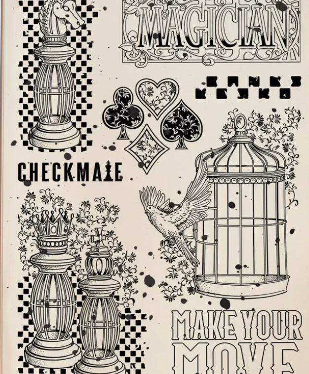 Clear Stamp Set - Make Your Move - 6x8 - Ciao Bella
