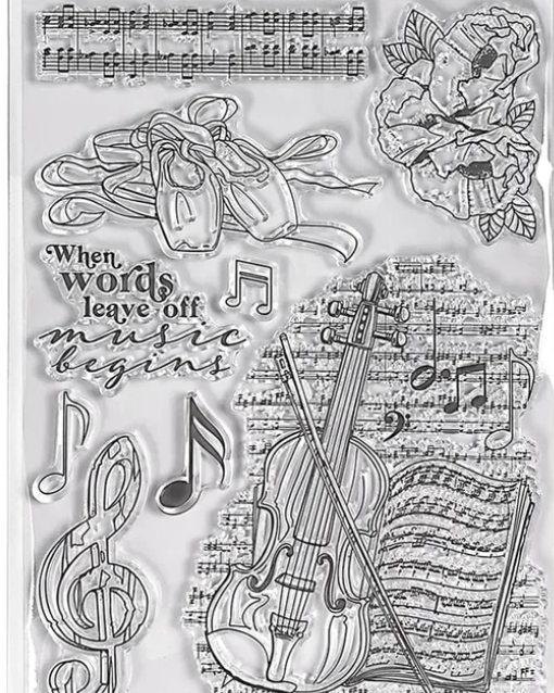 Clear Stamp Set - Music Begins - 6x8 - Ciao Bella