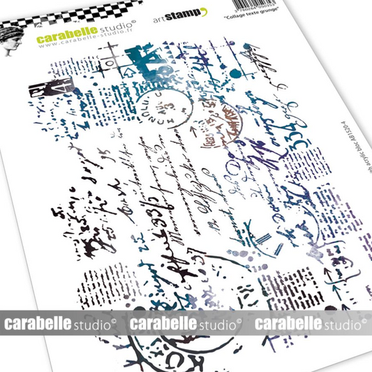 Rubber Cling Stamp A5 - Collage Texte Grunge - Carabelle Studio