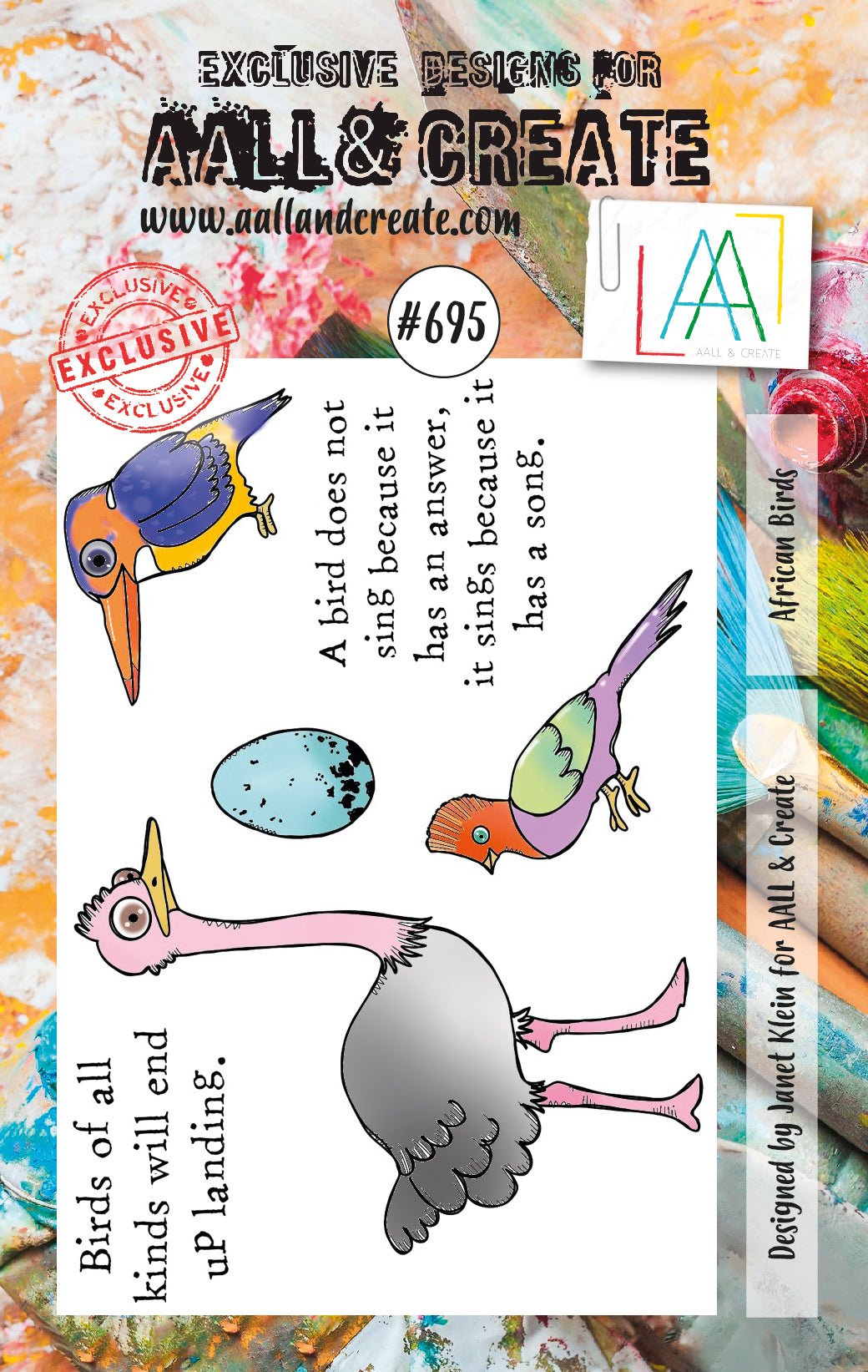 AALL and Create - African Birds - A7 - Designer Janet Klein - Clear Stamp Set - #695 Aall & Create