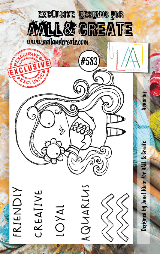 AALL and Create - Aquarius - A7 - Designer Janet Klein - Clear Stamp Set - #583 - Messy Papercrafts