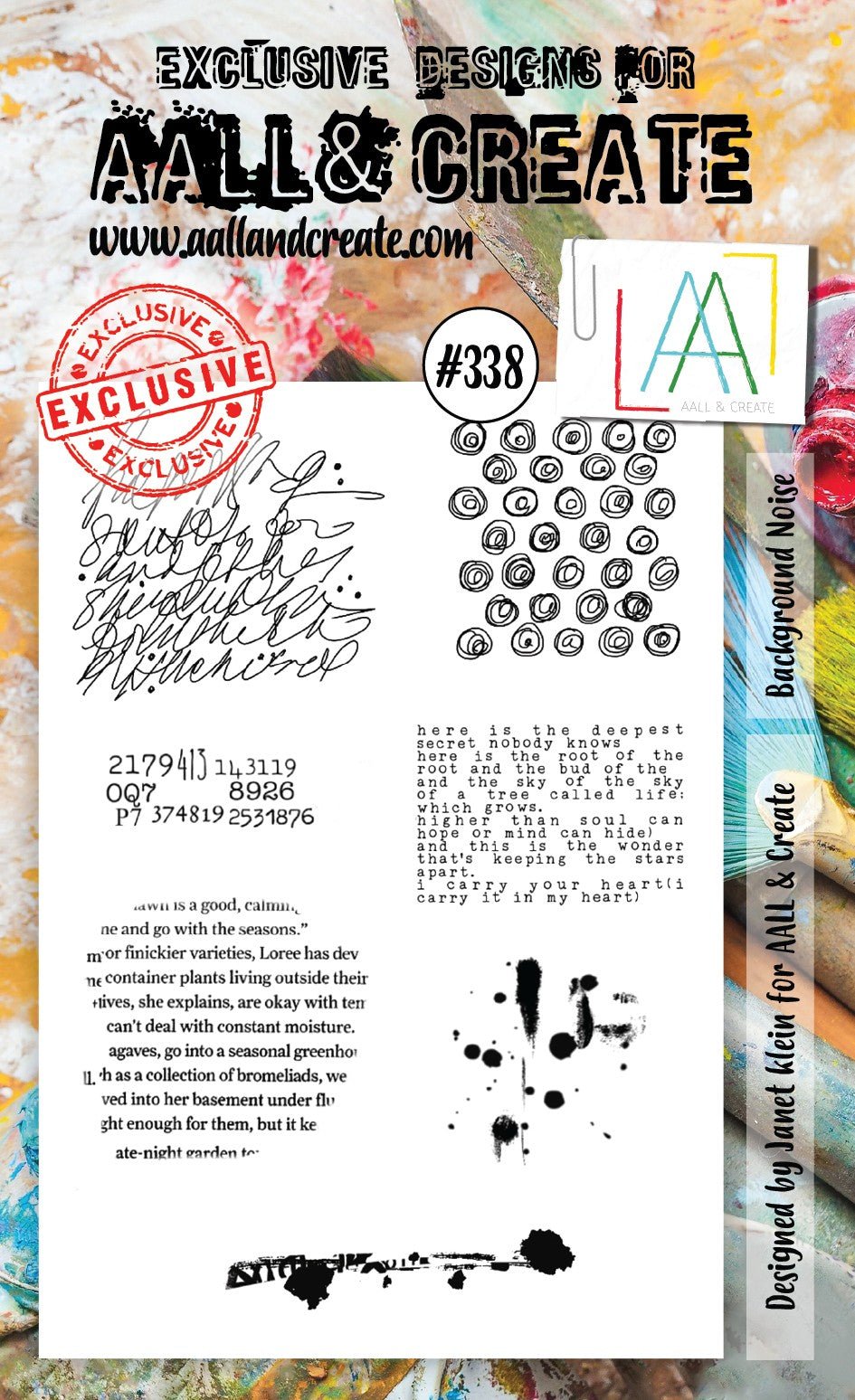 Aall and Create - Background Noise - A6 - Designer Janet Klein - Clear Stamp Set - #338 Aall & Create