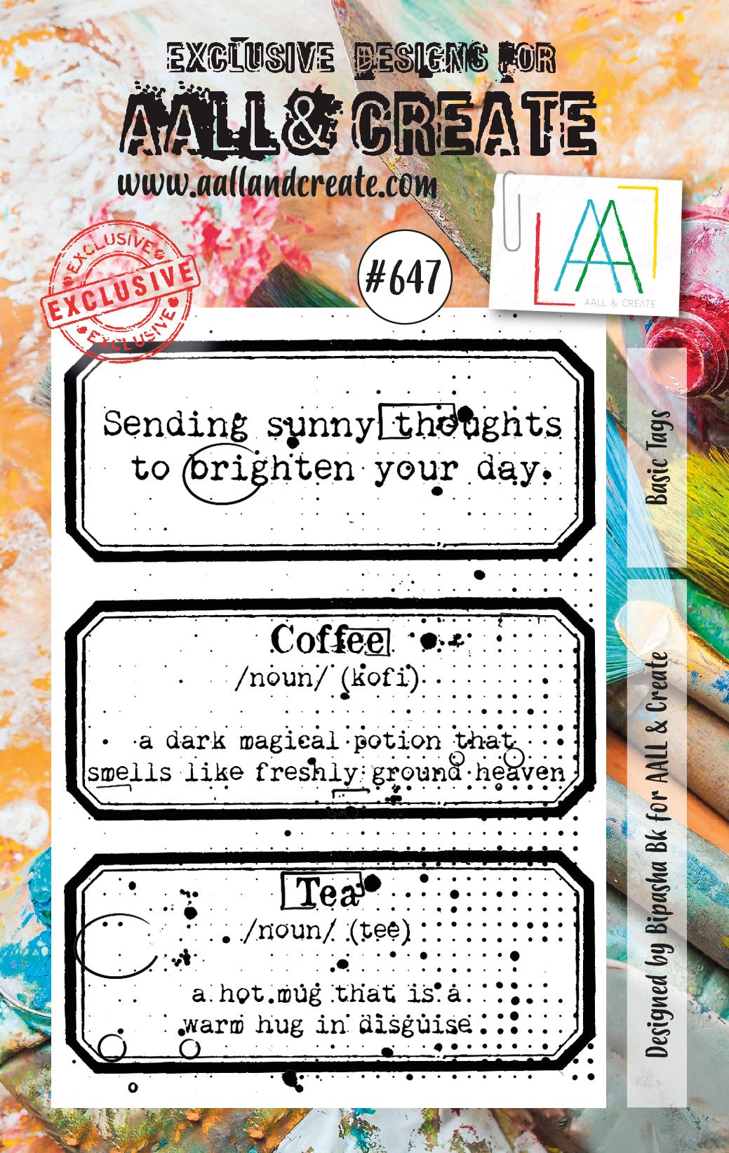 Aall and Create - Basic Tags - A7 - Designer Bipasha Bk - Clear Stamp Set - #647 Aall & Create