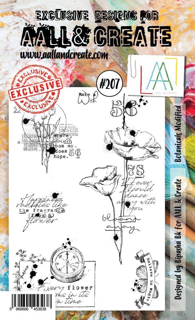 Aall and Create - Botanical Modified - A6 - Designer Bipasha Bk - Clear Stamp Set - #207 Aall & Create