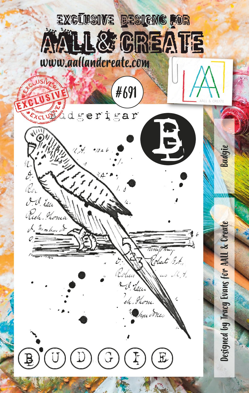 AALL and Create - Budgie - A7 - Designer Tracy Evans - Clear Stamp Set - #691 Aall & Create