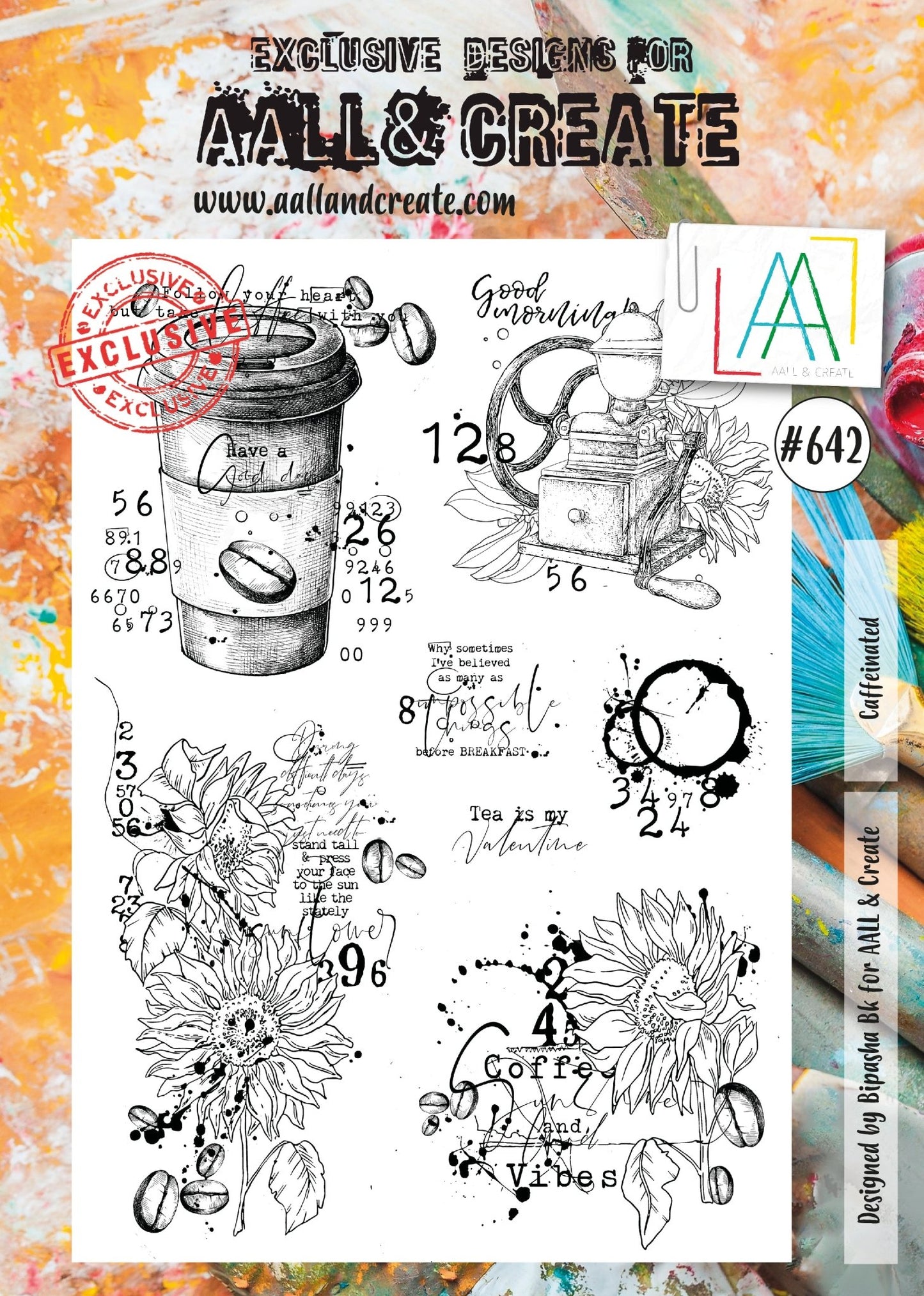 Aall and Create - Caffeinated - A4 - Designer Bipasha BK - Clear Stamp Set - #642 Aall & Create