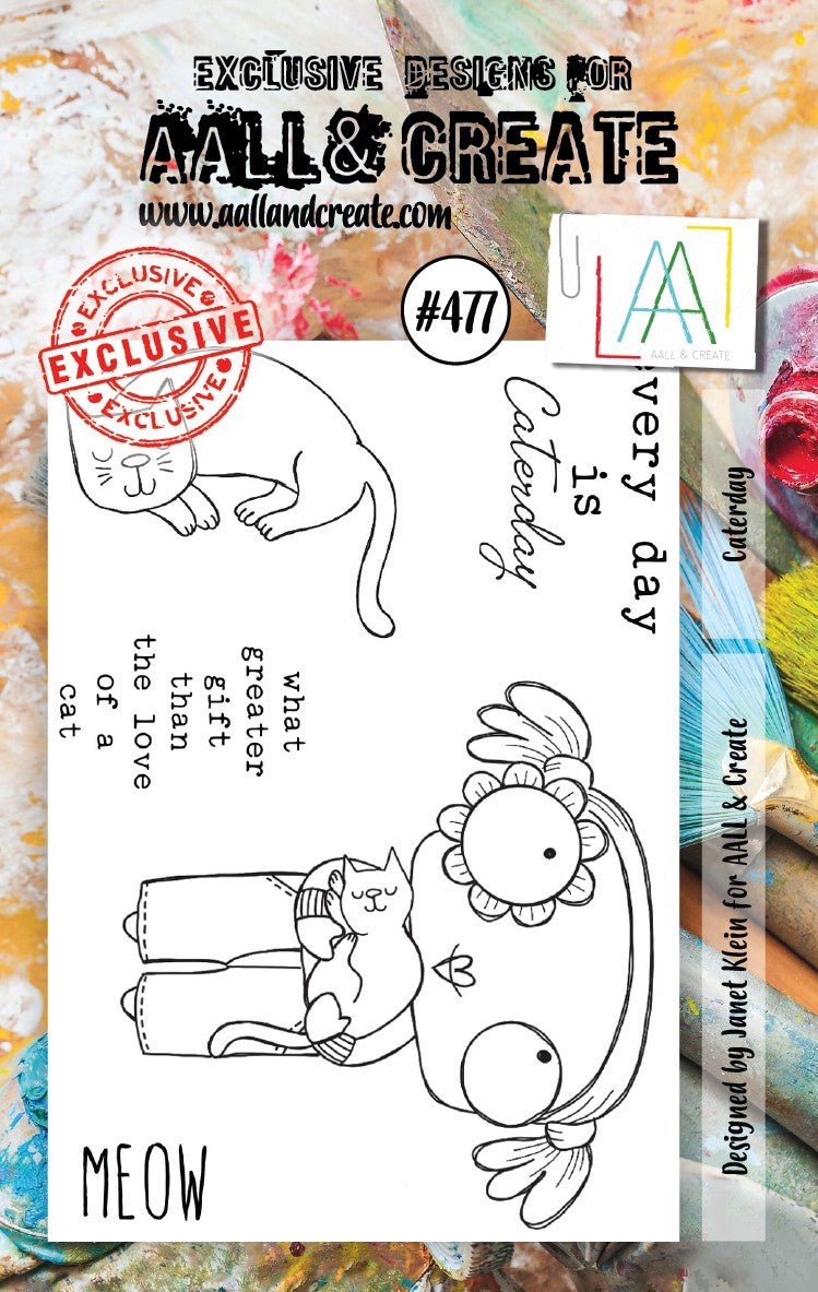 Aall and Create - Caterday - A7 - Designer Janet Klein - Clear Stamp Set - #477 Aall & Create