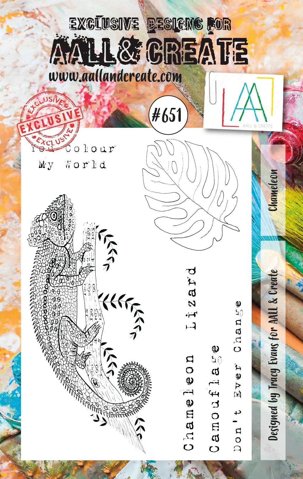 Aall and Create - Chameleon - A7 - Designer Tracy Evans - Clear Stamp Set - #651 Aall & Create