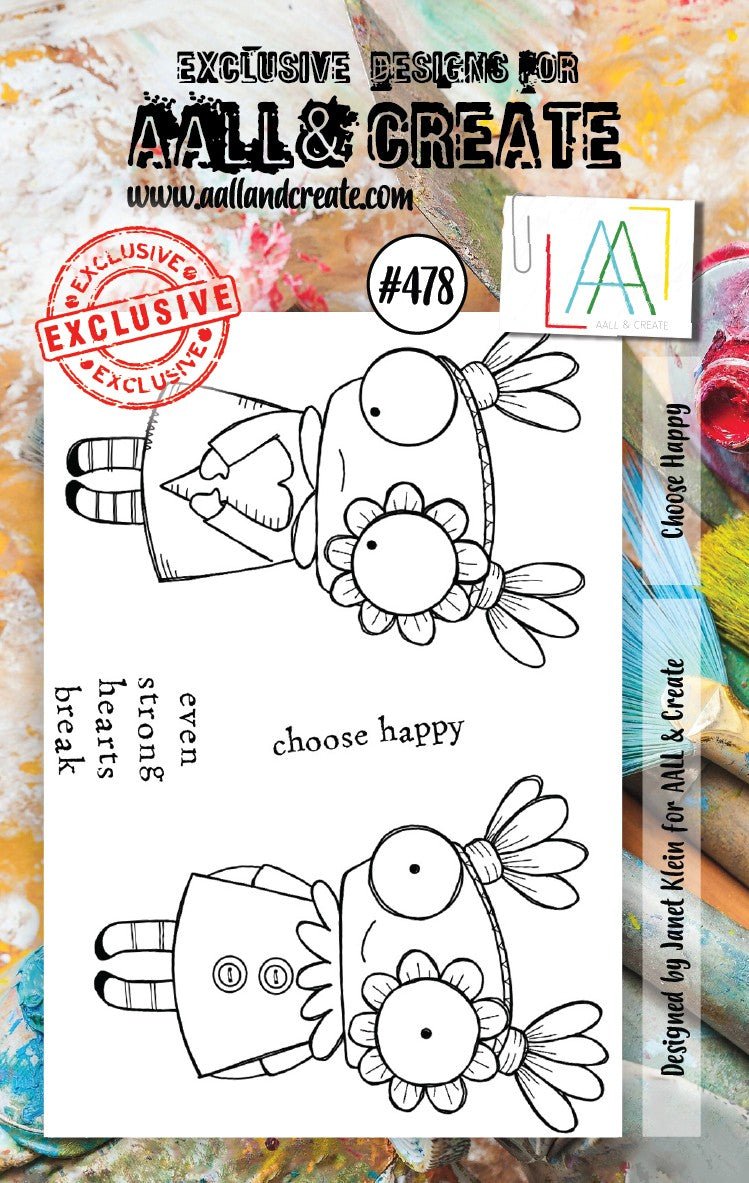 Aall and Create - Choose Happy - A7 - Designer Janet Klein - Clear Stamp Set - #478 Aall & Create