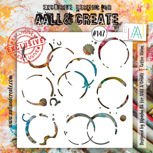 Aall and Create - Coffee Stains - 6x6 - Designer Bipasha Bk - Stencil - #147 Aall & Create