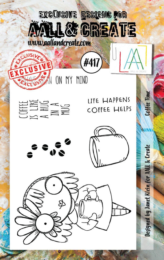 Aall and Create - Coffee Time - A7 - Designer Janet Klein - Clear Stamp Set - #417 Aall & Create